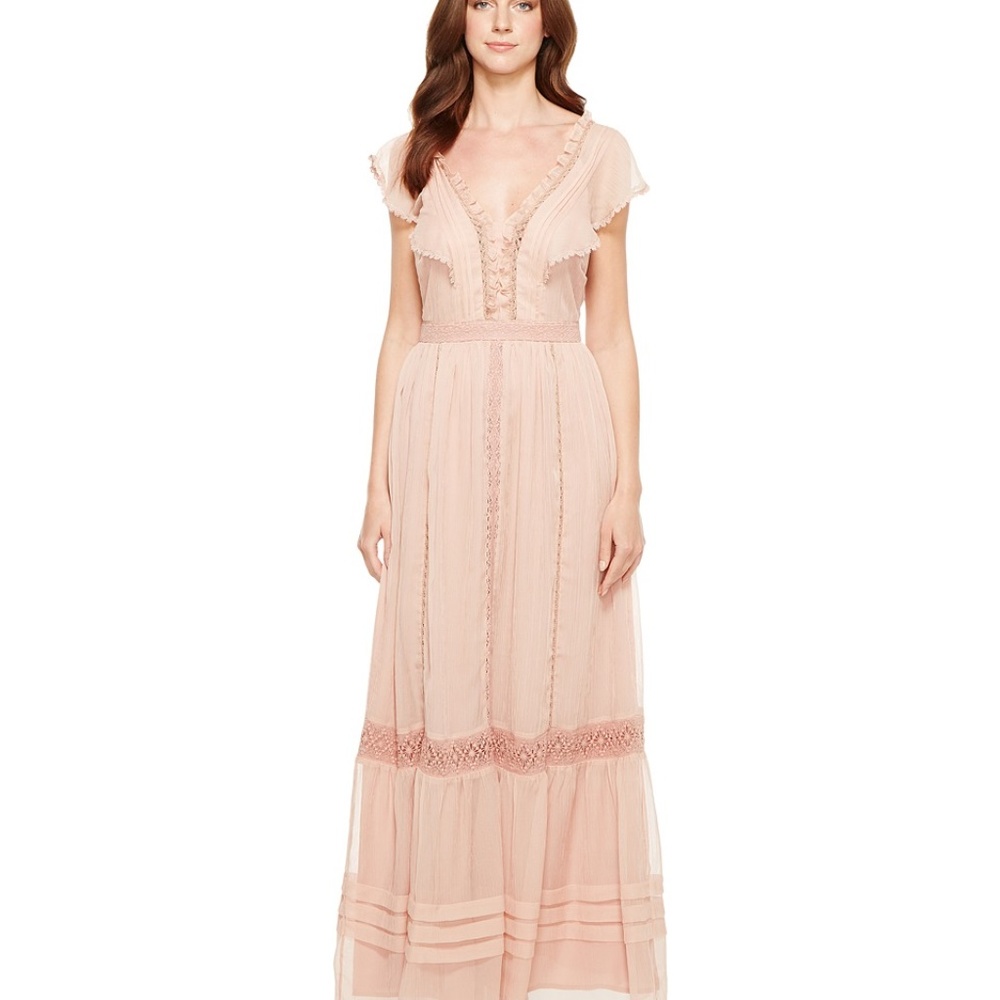 Adelyn Rae Joanee Woven Pink Nude Maxi Dress